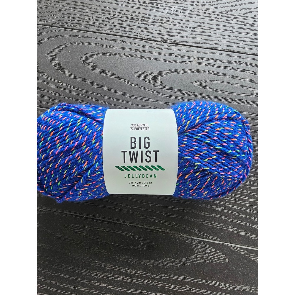 Big Twist Jellybean Sour Blue Raspberry Medium Yarn 218.7 Yards 3.5oz New
